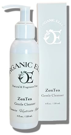 Organic Elle Cleanser – ZenTea Gentle Facial Cleansing Lotion, Non-Foaming Botanical Formula with Chamomile, Aloe & Green Tea – Hydrating, Soothing, Fragrance-Free for Sensitive Skin