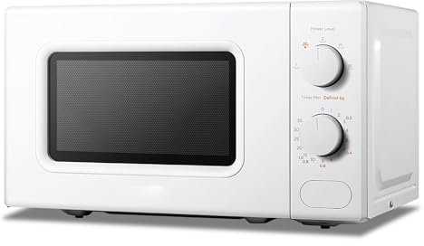 Forno a Microonde Bianco, 20 Litri, 700 W, 5 Livelli di Potenza, Funzione di Scongelamento Rapido, Timer Manuale, Design Compatto