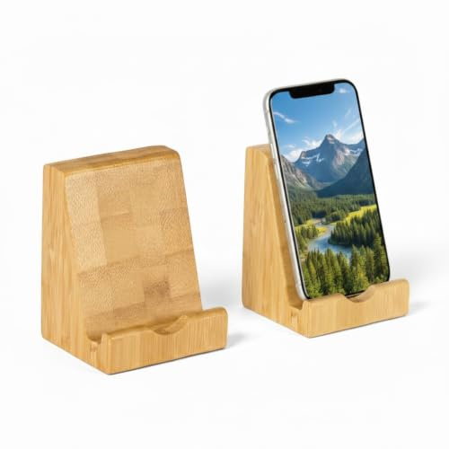 Osco Bamboo Smart Phone Holder | Mobile Stand | Cell Phone Dock | Device Cradle | H10 x W8.0 x D7.0cm