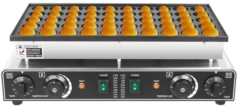 50 Holes 1700W Waffle Pancake Maker 1.77inch Donut Maker Machine Electric Pancake Maker for Commercial or Home Use with 50-300℃ Temp, Adjustable 0-5 Minutes (54 * 29 * 16.5cm)