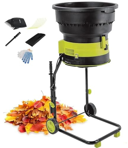 SSQUZA 2500w Trituratore Elettrico per Foglie,Portatile Senza Lama Trituratore per Compost,Rapporto Triturazione 17:1,Apertura Tramoggia Alimentazione 54 Cm con Ruote E Sacco Raccolta,60m*Powercord