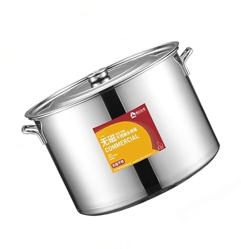 Olla con tapa, olla de acero inoxidable 304 para estufa de gas/cocina de inducción, capacidad de 13-40 litros, catering uso comercial/doméstico