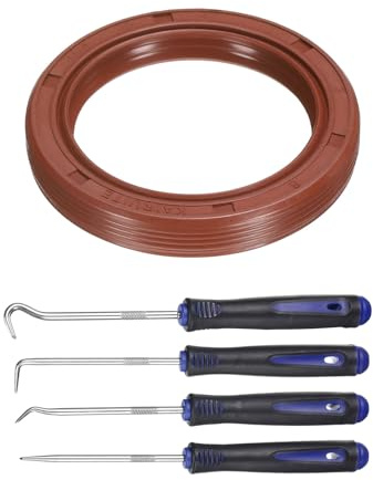 QUARKZMAN Öldichtung 35x47x7mm TC Fluor Kautschuk Doppellippen Abdeckung Mit Haken Set Und Feder Für Mechanische Automobil Lagerwelle Braun