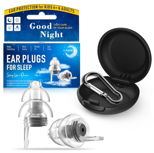 Ear Plugs for Sleep – Ultra-Comfy Reusable Noise Cancelling Earplugs for Sleep, Deep Focus, Travel, Noise Sensitivity, Tinnitus Relief | Soft Filter | Flexible Hearing Protection | 31 dB, 1 Pair, M