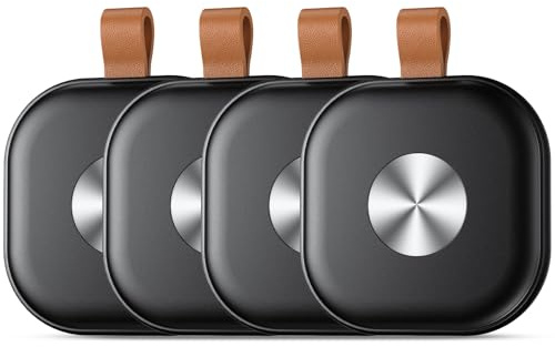 Tracker Tag 4 pezzi, Bluetooth Trova Oggetti Compatibile con Dov'è (solo iOS), Smart Air Tracker Localizzatore Tag per Bagagli/Borse/Portafogli/Zaini (nero)