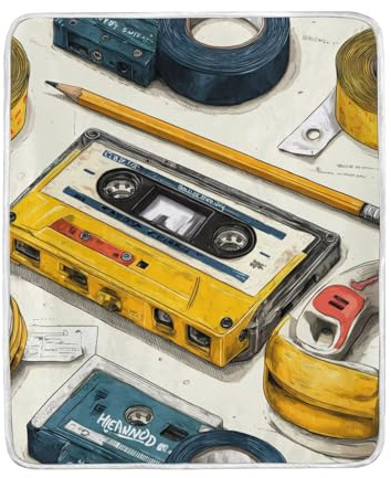 OTVEE Nostalgic Cassette Tape Art Bed Blanket Throw Blanket for Couch Soft & Warm Fluffy Decorative and Giftable Blankets for Women Men, 50x60