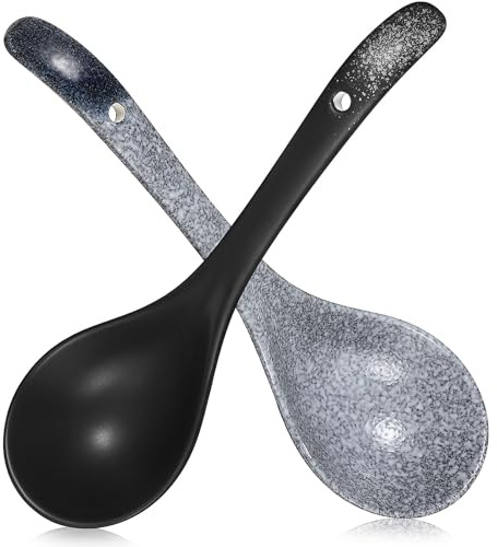 Lurrose 2 pièces Cuillères à Soupe Céramique Vintage Grandes Louches Japonaises Élégantes pour Cuisine et Restaurant Service Facile pour Soupe Riz et Porridge