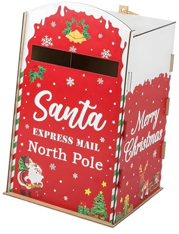 YCHUCH Festlicher Weihnachtsmann Briefkasten Aus Holz Weihnachtsdekoration Für Weihnachten Haus Garten Dekoration Rentiere Feiertags Holzbriefkasten