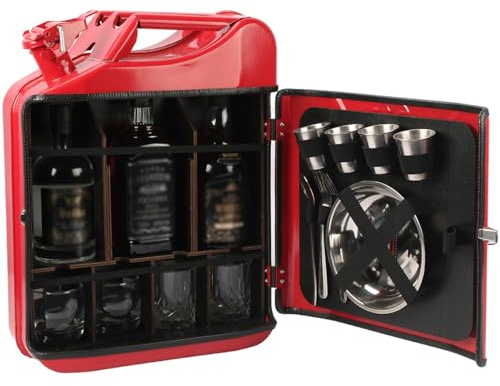 QYMLSH Mini-Weihnachts-Bar Im Einmachglas – Tragbarer Barschrank (20 L) Mit Massivholz-Innenausstattung Whiskey-Bar Einmachglas-Stil, Perfekt Als Hochzeits- Oder Reiseandenken(Red)