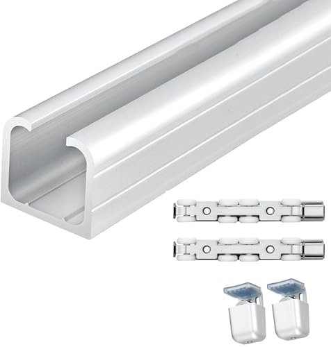 Kit binario per porta scorrevole con ruote per doccia e armadio, sistema invisibile per porta tascabile, montaggio a soffitto e parete, liscio e design