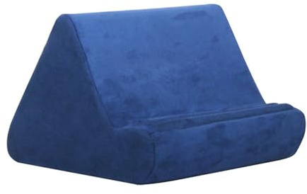 Tablet Pillow Stand, Pillow Tablet Holder for IPad Cushion-Stand, Soft Multi-Angle Phone IPad Stand for Lap, Tablet Soft Pad Dock with Pocket & Stylus Mount Compatible (Blue)