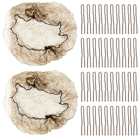 40Pcs Invisible Redes Para El Cabello Y 50 En Forma De U Clips, Ultra-Fina Malla De Cabello Artefacto, Adecuado Para La Creación De Una Bola De La Forma De La Cabeza.