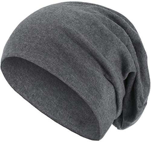 style3 Warme Herbst Winter Slouch Beanie XXL aus atmungsaktivem, feinem und leichten Jersey Unisex Mütze Wintermütze One Size, Farbe:Grau