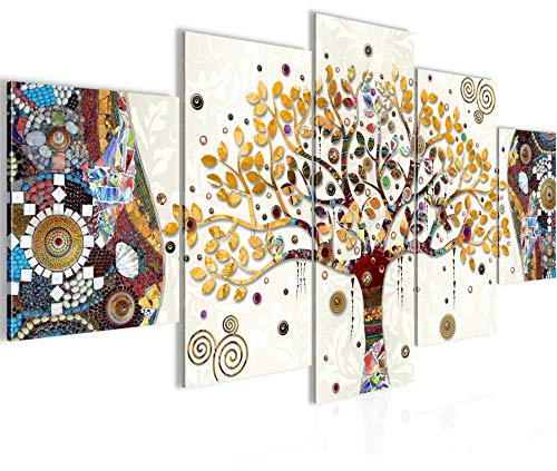 Runa Art - Bilder Gustav Klimt Baum des Lebens 200 x 100 cm 5 Teilig XXL Wanddekoration Design Bunt 004651a