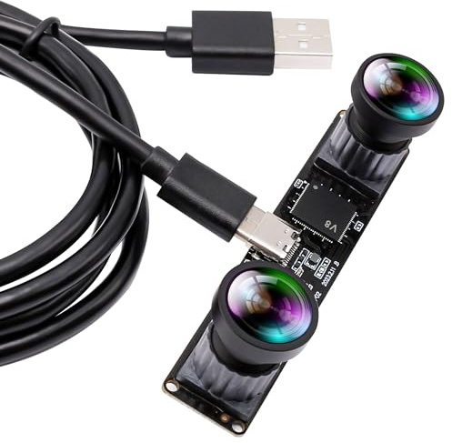ELP USB Kamera 60fps 4MP Synchronisation Dual Objektiv USB Kamera mit 120 Grad Objektiv ohne Verzerrung 1080P Hochgeschwindigkeits 3D Stereo PC Computerkamera für die biometrische VR-Erkennung