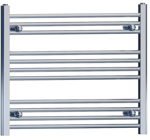 800mm Wide Flat Chrome Heated Towel Rail Radiator Designer Bathroom Radiator For Central Heating Designer (Elissa 800 / 600mm High)