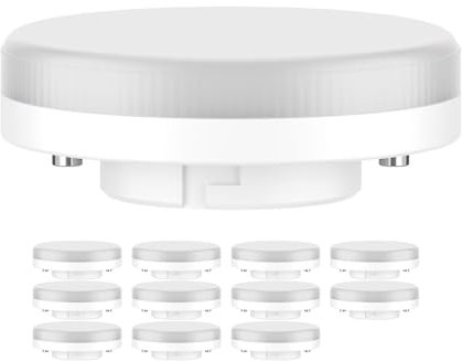 ledscom.de 12 Stück GX53 LED Leuchtmittel, weiß (4000 K), 6,4 W, 560lm, 97°, matt