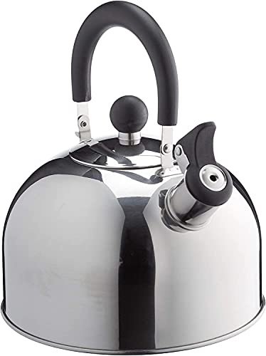 2.5L STAINLESS STEEL ALUMINIUM WHISTLING KETTLE CAMPING SILVER PHENOLIC HANDLE