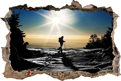 Wandtattoo Wandsticker Wandaufkleber 3D-Effekt Durchbruch Langläufer am Berg Für Babyzimmer Kinderzimmer 56X81cm