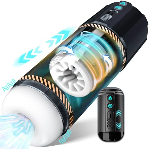 Masturbator Elektrischer Cup mit 8 Teleskop Rotierende Vibration Stoß, Erotik Sexspielzeug für die Männer Paare, Taschenmuschi Masturbieren für Männer Penis Masturbatoren, Sex Toys mit 3D Vagina