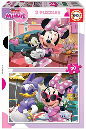 Educa - Minnie Maus Disney | Puzzleset 2 x 20 Teile für Kinder ab 3 Jahren, Kinderpuzzle Lernspielzeug Feinmotorik (19297)