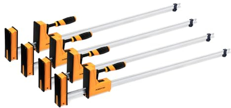 POWERTEC 71602-P2V, 4PK, 48 Woodworking Parallel Clamps Jaw Bar Clamp Spreader Tool