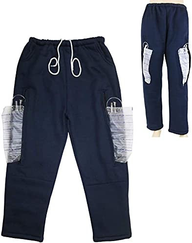 QMZDXH Pantalon De Sac D'urine, Culotte D'incontinence En Coton Lavable Et Respirant À Double Poche Avec Sac D'urine De 2000 Ml Pour Les Aides D'incontinence Marche Facile Pour Hommes Femmes M