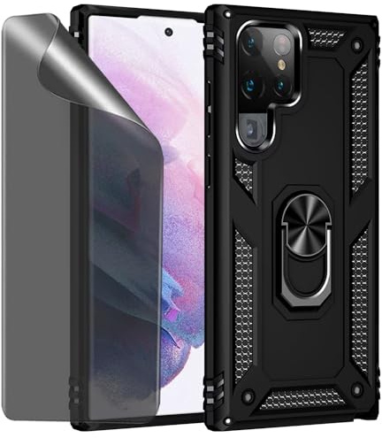 CLYDITE Funda para Samsung Galaxy S22 Ultra Carcasa Negro con Protector de Pantalla de Privacidad, Anti Espía Cristal Templado