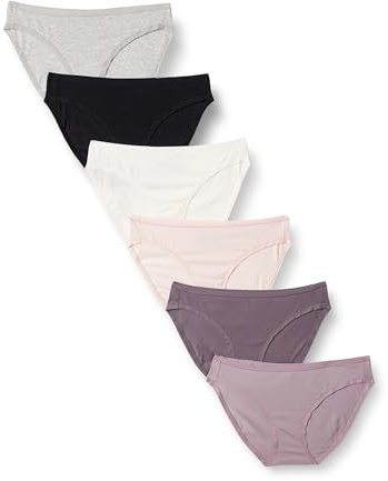 Amazon Essentials Braguita de Bikini de algodón (Disponible en Tallas Grandes) Mujer, Pack de 6, Multicolor/Neutral Shades, 36