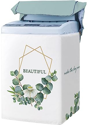 Odot Funda Lavadora de Carga Superior Funda, Lavadora Exterior Impermeable con Cremallera para Lavadora y Secadora de Carga Superior - Nórdico (Planta,L Capacidad 6.8-8kg)