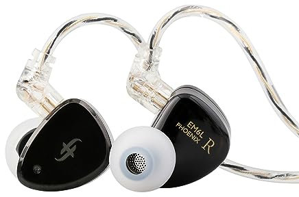 LINSOUL SIMGOT EM6L 1DD + 4BA Hybrid Driver In-Ear Monitor, Gaming Ohrhörer, HiFi IEM Kopfhörer mit 3D-gedrucktem Harzgehäuse, abnehmbarem OFC versilbertem Kabel (Black, SIMGOT EM6L)