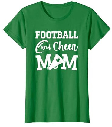 Football and Cheer Mom Green Cheerleading T-Shirt