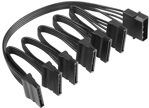 SinLoon SATA-Stromverteilerkabel - Groß, 4-polig auf 3 x 15-polige SATA-Buchse, Festplatten-Stromverteilerkabel für Festplatten und SSDs