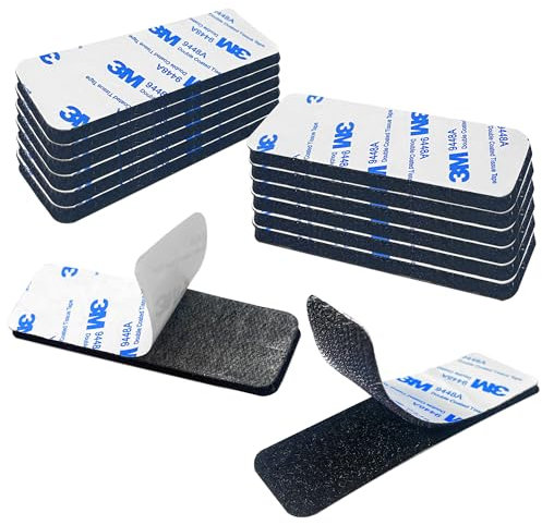 Nastro adesivo in resistente – 3 x 10 cm 12 set – forte chiusura adesiva posteriore per casa, ufficio, interno ed esterno – invece di fori e viti, nero (nero, 3 x 10cm round)