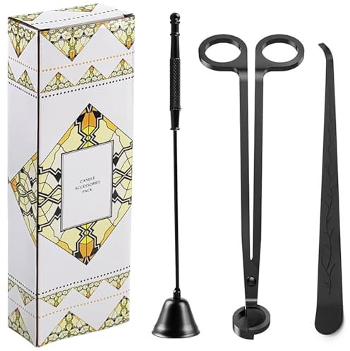 xiaoxiaozhijia Spegnicandele in Acciaio Inox,Estintori per Candele,Strumenti per Spegnere Le Candele in Sicurezza (Set:Campana Nera)