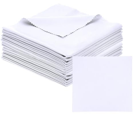 PATIKIL Paño De Microfibra para Limpiar Gafas 12x12, Paquete De 12 Paños De Limpieza para Gafas Paño Suave para Pantallas para Lentes De Cámara Gafas Pantallas, Blanco