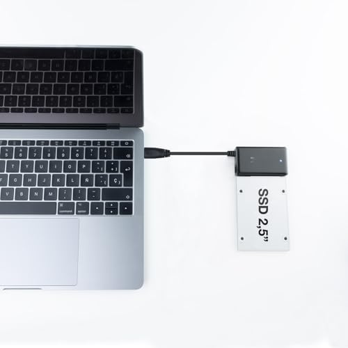 Brightium Adattatore USB 3.0 a SATA per dischi rigidi da 2,5 e 3,5, connessione USB-A, alimentatore incluso, ideale per trasferimento dati e storage.