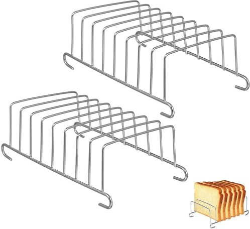 OSALADI 2 Stück Airfryer Zubehör Brotregal Edelstahl 6.10X3.35X1.77In Luftfritteuse Rack Zum Backen Rösten Toast Zubereitung Kochwerkzeug