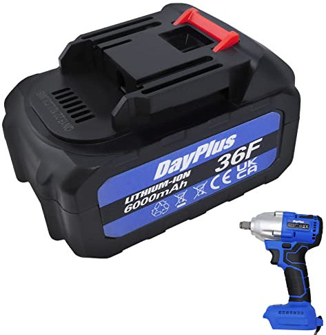 Batterie au lithium 21 V 6,0 Ah pour clé à percussion sans fil – Batterie Li-ion rechargeable avec haute capacité de 6000 mAh – Compatible avec visseuse à percussion sans balais 1/2 – Paquet unique