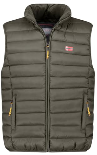 Geographical Norway Vamigolor Men Basic - Chaqueta Hombre Cálida Esqui - Abrigo Para Hombres Sin Capucha - Parka Elegante A Prueba De Viento - Otono Invierno Primavera (Caqui S)