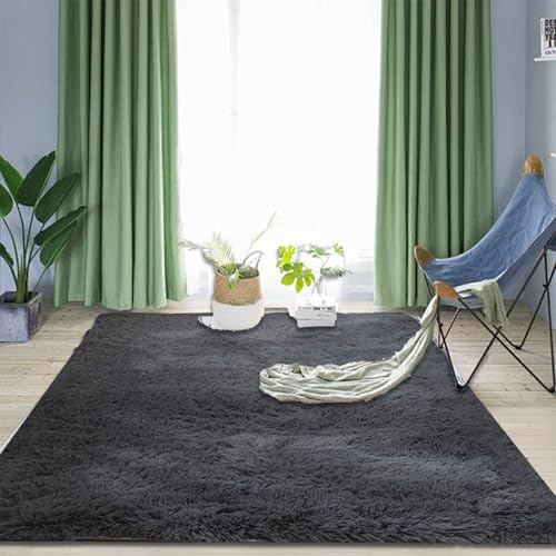 CUIMEI Tappeto a Pelo Lungo Morbido 85 x 120 cm, Shaggy Pelo Lungo, Antimacchia, Lavabile e Rifilabile, Resistente Polyester, per Ingresso Bagno Tappeto Sala Antiscivolo rug, Grigio