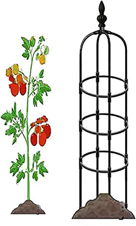Enrejado de obelisco de jardín de metal para plantas trepadoras, enrejado redondo de rosales para macetas, soportes de flores para plantas de clemátides y jazmín, soporte para plantas de interior y