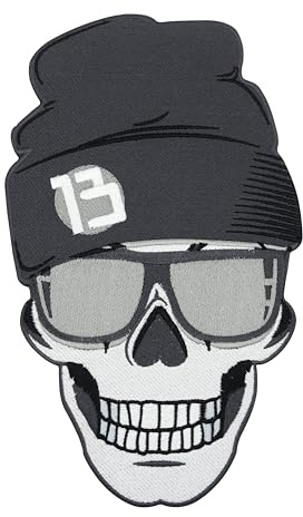 Finally Home Großer Totenkopf mit Mütze Rückenpatch zum Aufbügeln | Motorrad Kutten Patches, Biker Bügelpatch, Totenschädel Rückenaufnäher, Aufnäher für Männer
