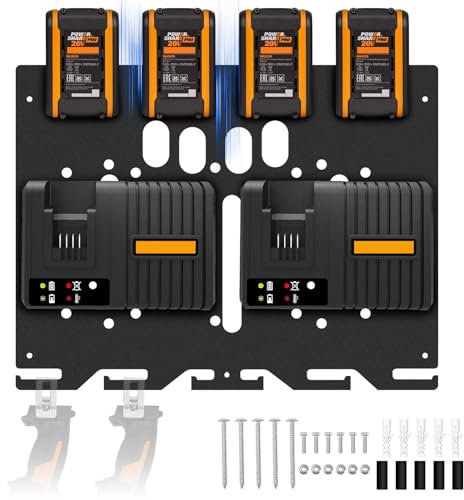 Easyhomie Wandhalterung für Worx Akkus und Ladegeräte, Ideal für Werkstatt und Garage (für 20V Akkus, WA3867, WA3880, WA3860 Ladegeräte, WA3883 Doppelladegerät)