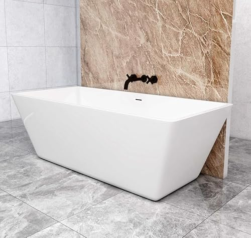 Aica Sanitär Badewanne Freistehende Badewanne mit Siphon Acryl Set Acrylbadewanne Acrylwanne Luxusbadewanne,170x80x58cm für Badezimmer