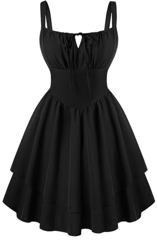 Scarlet Darkness Corset Mini Dress for Women Teens 2026 Summer Ruffle Sundress Graduation Homecoming Dresses Black XL