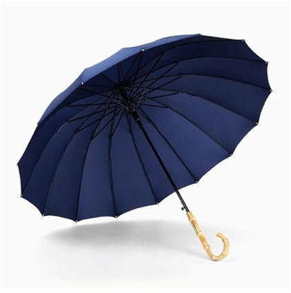 BLMAGS Stick Semi-Automatico ombrelloni 16 costolette ombrelloni retrò a Base di ombrelloni in bambù Manico Curvo a Bastone ombrelloni