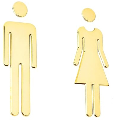 CSSHNL Cartello Toilette Targa for WC in Ottone, Etichetta Adesiva for Porta WC, Cartello segnaletico(Type4)