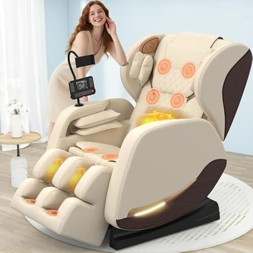 yewglen Ganzkörper Massagesessel mit Wärmefunktion,14 Ganzkörper-Massagerollen,8 Airbags,Schwerelosigkeit,Bluetooth-Lautsprecher,12 cm verstellbare Fußstütze,Touchscreen-Controller | 14 Rollen, 8 Airbags, Fußmassage,Massagesessel mit Wärmefunktion Rücken & Beine, Bluetooth Player, 2-in-1 Touchscreen