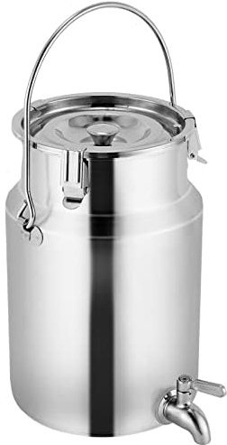 RSBFER Bidone del Latte in Acciaio Inossidabile 304 con Rubinetto, Secchio per Il Trasporto del Latte con Coperchio sigillato e Maniglia per la conservazione di Latte, Vino, Oli e liquidi,5L